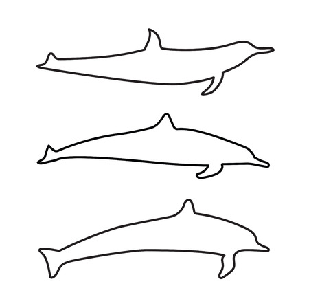Black silhouettes of dolphins- vector illustrationのイラスト素材