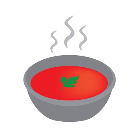 Tomato soup with parsley leaf- vector illustrationのイラスト素材