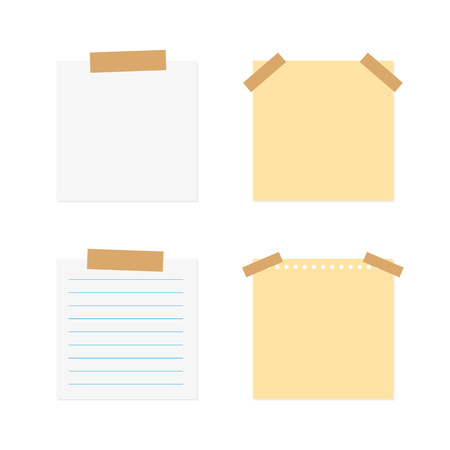 set of paper sheet pined with sticky tape- vector illustrationのイラスト素材
