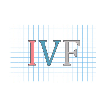 IVF or In Vitro Fertilization, acronym on checkered paper sheet- vector illustration.のイラスト素材