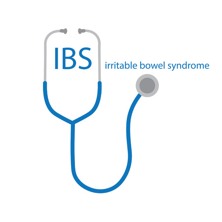 IBS Irritable Bowel Syndrome text and stethoscope icon- vector illustrationのイラスト素材