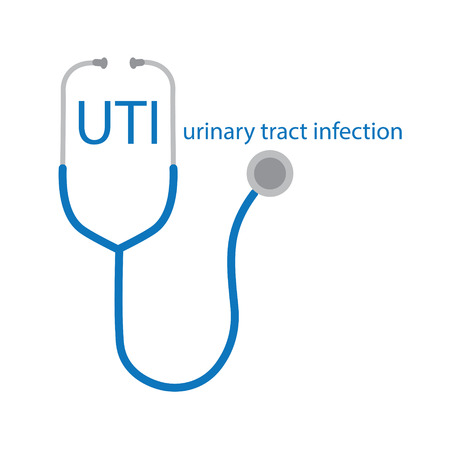 UTI Urinary Tract Infection text and stethoscope icon illustration.のイラスト素材