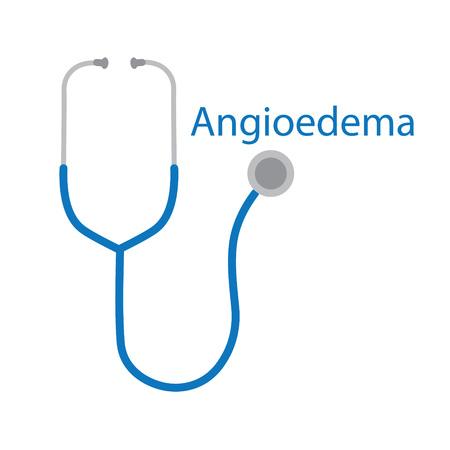 Angioedema word and stethoscope icon- vector illustrationのイラスト素材