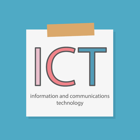 Information and communications technology written in a notebookのイラスト素材