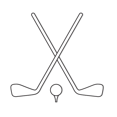 crossed golf club and golf ball on tee- vector illustrationのイラスト素材