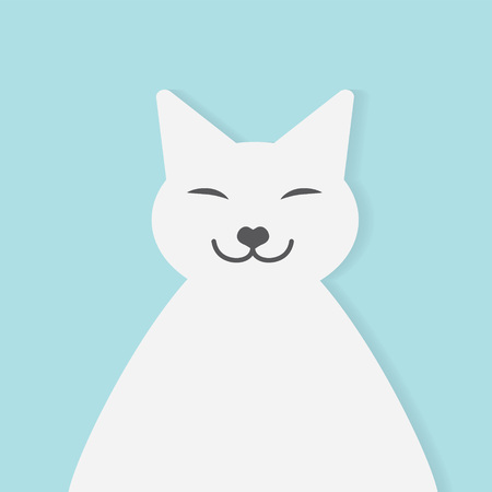 happy cat silhouette- vector illustrationのイラスト素材