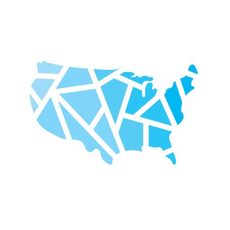 blue geometric United States map- vector illustrationのイラスト素材
