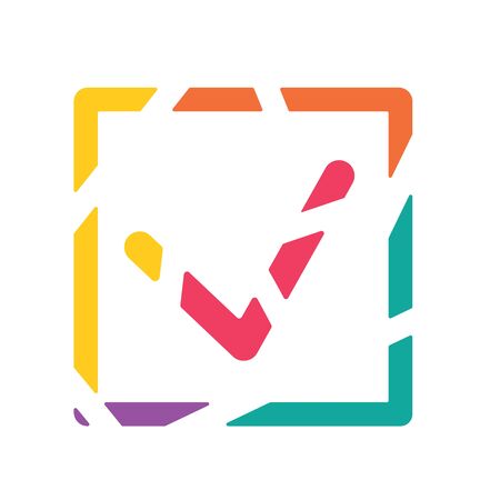 colorful geometric colorful check mark icon- vector illustrationのイラスト素材