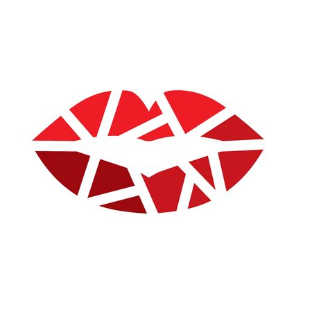 red geometric lips icon- vector illustrationのイラスト素材