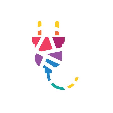 colorful geometric electric plug icon- vector illustrationのイラスト素材