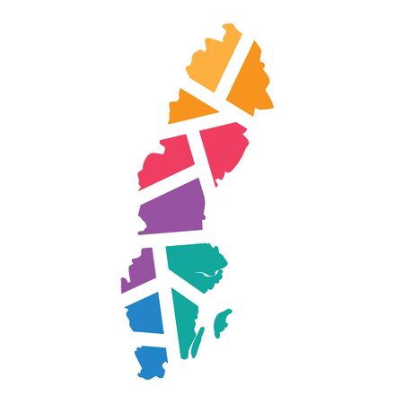 colorful geometric Sweden map- vector illustrationのイラスト素材