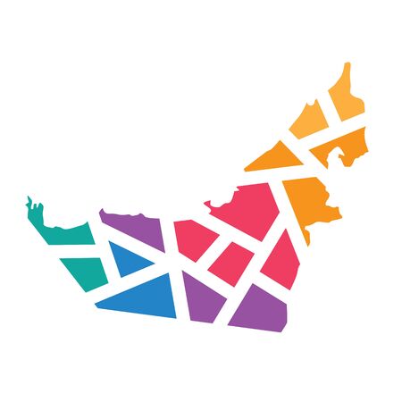 colorful abstract geometric map of United Arab Emirates- vector illustrationのイラスト素材