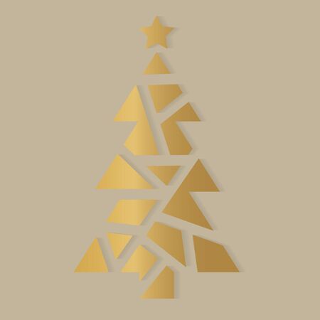golden christmas tree icon- vector illustrationのイラスト素材