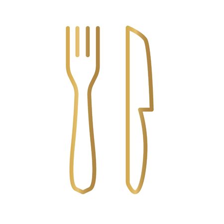 golden fork and knife icon- vector illustrationのイラスト素材