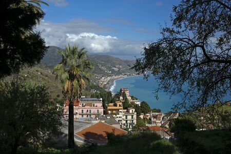 picturesque view of Taormina, Spisone on Sicily, Italyの写真素材
