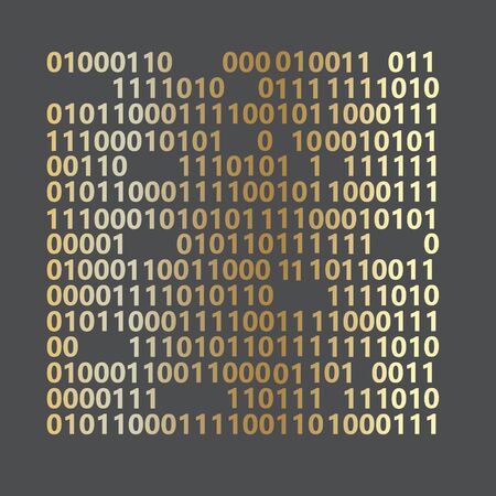 golden binary code background- vector illustration
