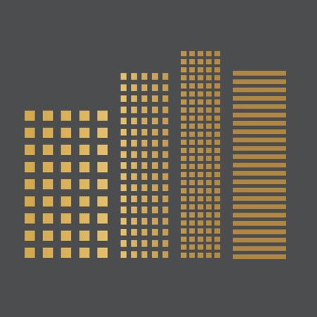 golden skyscraper buildings pattern- vector illustrationのイラスト素材