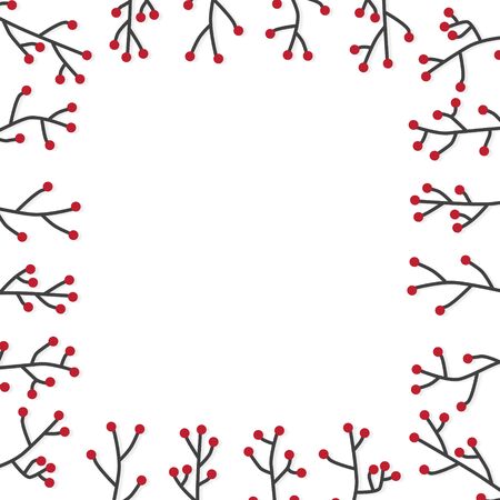 red berries, christmast decorative plant pattern- vector illustrationのイラスト素材