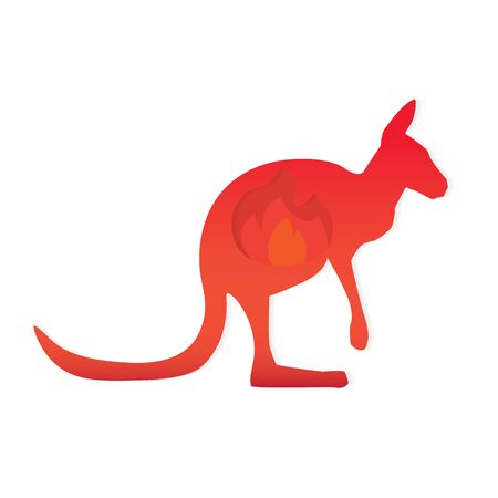 concept of burning Australia, kangaroo on fire- vector illustrationのイラスト素材