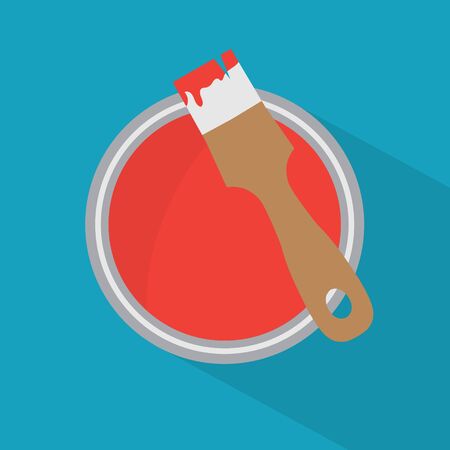 can of red paint and brush icon- vector illustrationのイラスト素材