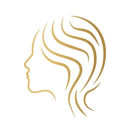 golden woman face, beauty, hair salon icon- vector illustrationのイラスト素材