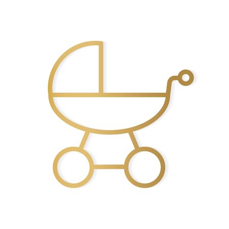 golden baby stroller icon- vector illustrationのイラスト素材