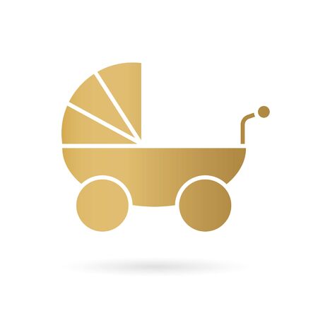 golden baby stroller icon- vector illustrationのイラスト素材