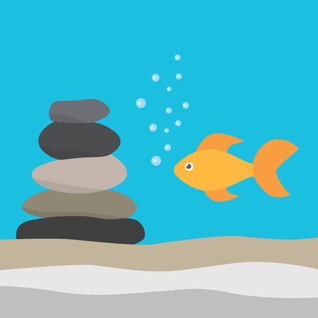 gold fish iand zen stones- vector illustrationのイラスト素材