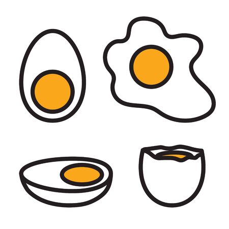 boiled and fried eggs icon - vector illustrationのイラスト素材