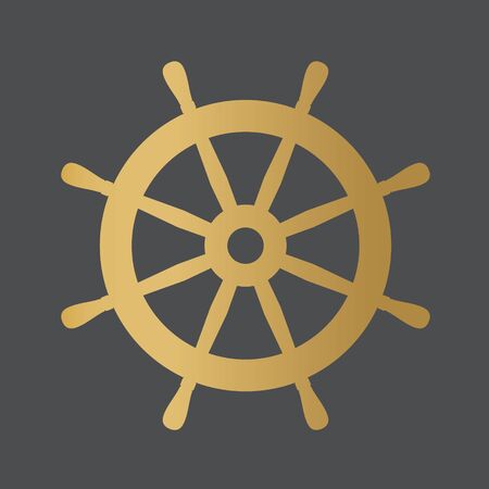 golden ship steering wheel icon- vector illustrationのイラスト素材