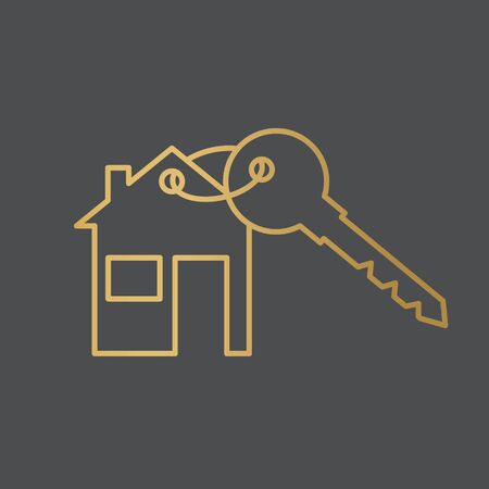 golden house key icon- vector illustrationのイラスト素材