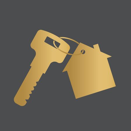 golden house key icon- vector illustrationのイラスト素材