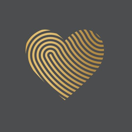 golden fingerprint heart icon- vector illustrationのイラスト素材