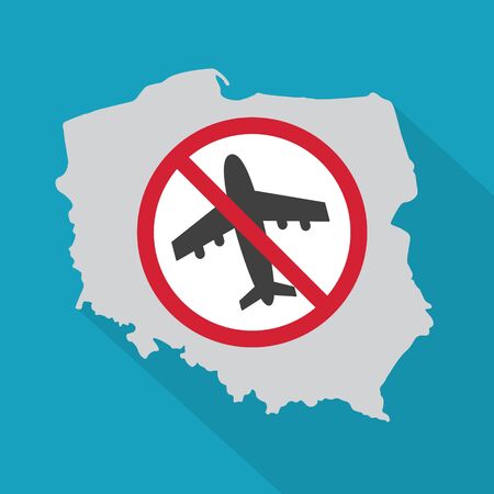 flight ban, closed Polish borders because of coronavirus pandemic- vector illustrationのイラスト素材