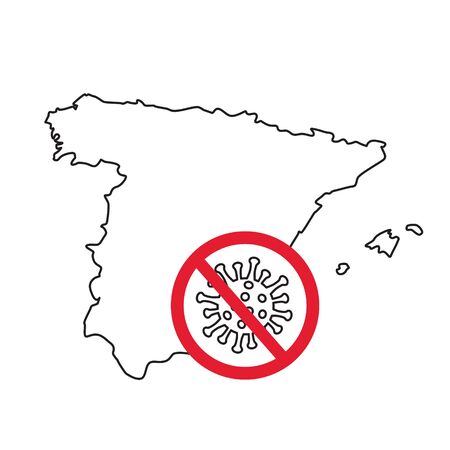 coronavirus 2019-nCoV, COVID-2019 in Spain concept- vector illustrationのイラスト素材