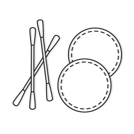 cotton ear swabs and pads- vector illustrationのイラスト素材