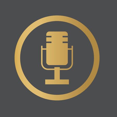 golden microphone icon, podcast concept- vector illustrationのイラスト素材