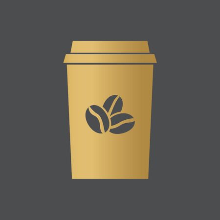 golden coffee paper cup icon- vector illustrationのイラスト素材