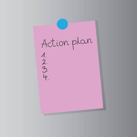 action plan written on note paper on the fridge door -vector illustrationのイラスト素材