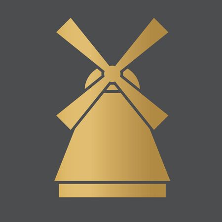 golden retro windmill icon - vector illustrationのイラスト素材