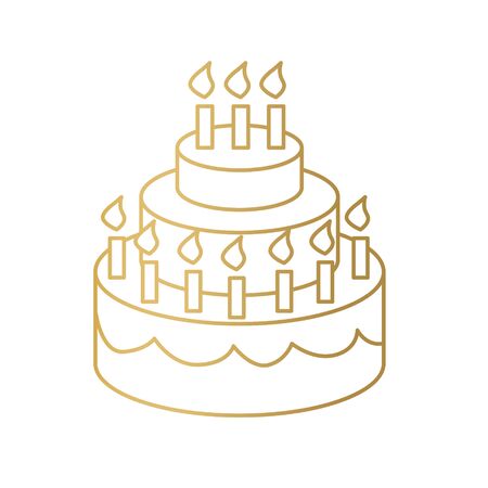 godlen birthday cake icon- vector illustrationのイラスト素材