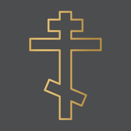 golden orthodox cross icon- vector illustrationのイラスト素材
