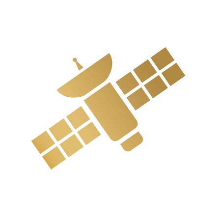 golden space station satellite icon- vector illustrationのイラスト素材
