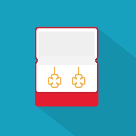 golden earrings in a box - vector illustrationのイラスト素材