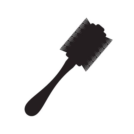 round hair styling brush icon- vector illustrationのイラスト素材