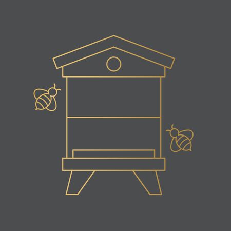 golden bee hive icon- vector illustrationのイラスト素材