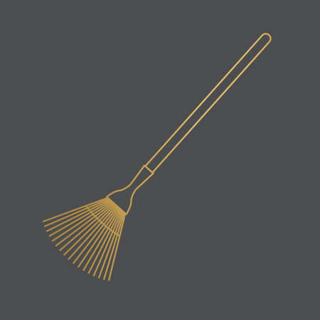 golden garden rake tool icon- vector illustrationのイラスト素材