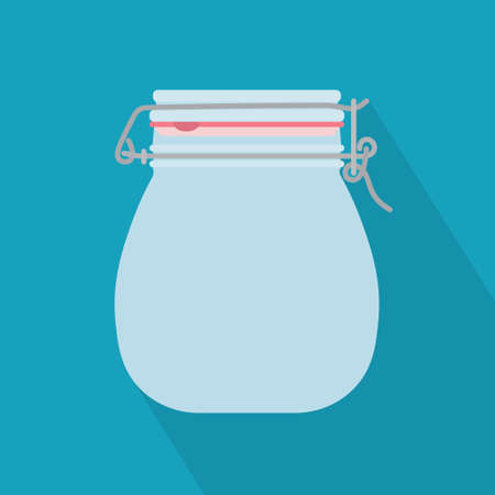 glass jar with metal clip and gasket icon- vector illustrationのイラスト素材