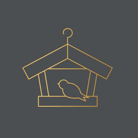 golden bird feeder house icon- vector illustrationのイラスト素材