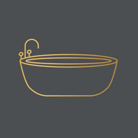 golden luxury bath tube icon - vector illustrationのイラスト素材